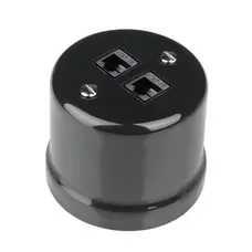 FND PÅVEGG 2XRJ45 CAT6 DATA UTTAK SORT PORSELEN