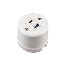 FND PÅVEGG USB A+C LADER HVIT PORSELEN