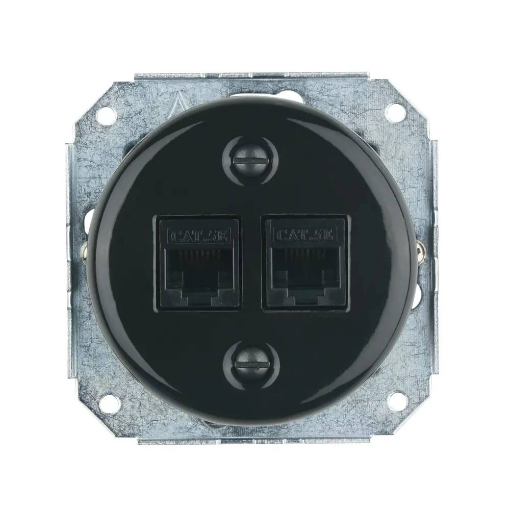 FND 2XRJ45 CAT6 DATA UTTAK SORT PORSELEN