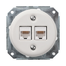 FND 2XRJ45 CAT6 DATA UTTAK HVIT PORSELEN