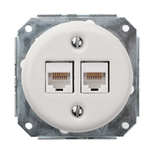 FND 2XRJ45 CAT6 DATA UTTAK HVIT PORSELEN