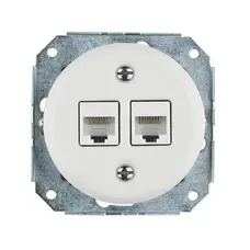 FND 2XRJ45 CAT6 DATA UTTAK HVIT PORSELEN