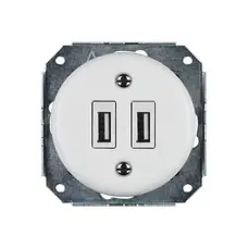 FND USB LADER DOBBEL HVIT PORSELEN